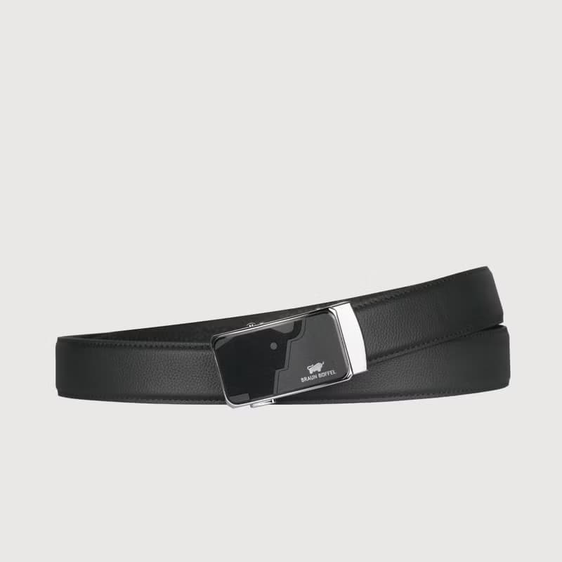 【免費升級送禮包裝】時尚紳士 牛型圖騰自動扣皮帶-銀色/BF25S