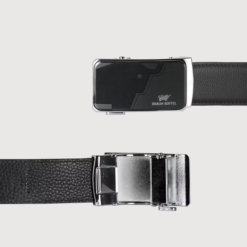 【免費升級送禮包裝】時尚紳士 牛型圖騰自動扣皮帶-銀色/BF25S