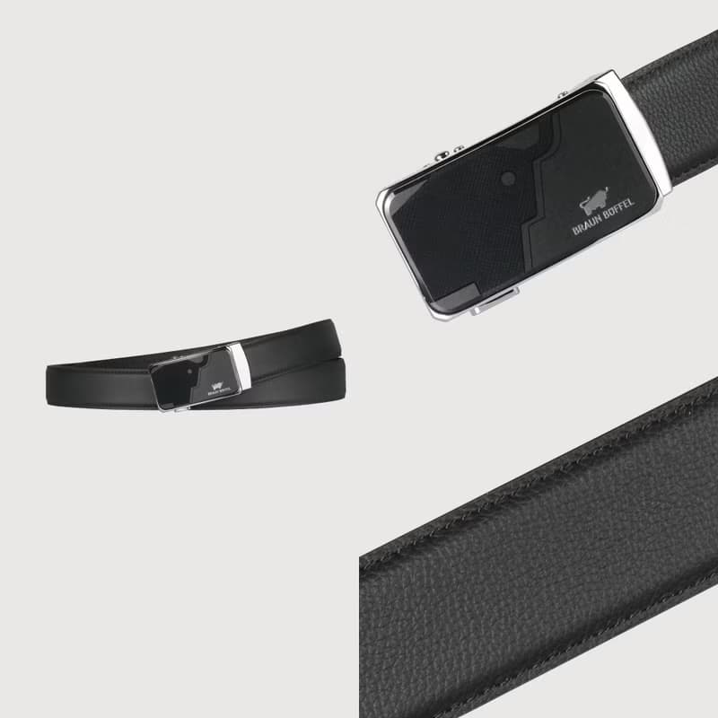 【免費升級送禮包裝】時尚紳士 牛型圖騰自動扣皮帶-銀色/BF25S