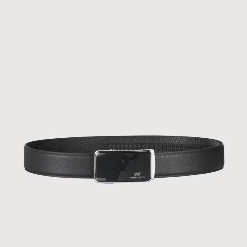 【免費升級送禮包裝】時尚紳士 牛型圖騰自動扣皮帶-銀色/BF25S