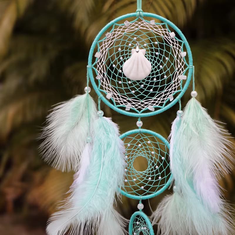 【限量】貝殼心願丨手工編織 捕夢網 Dreamcatcher 掛飾-薄荷綠