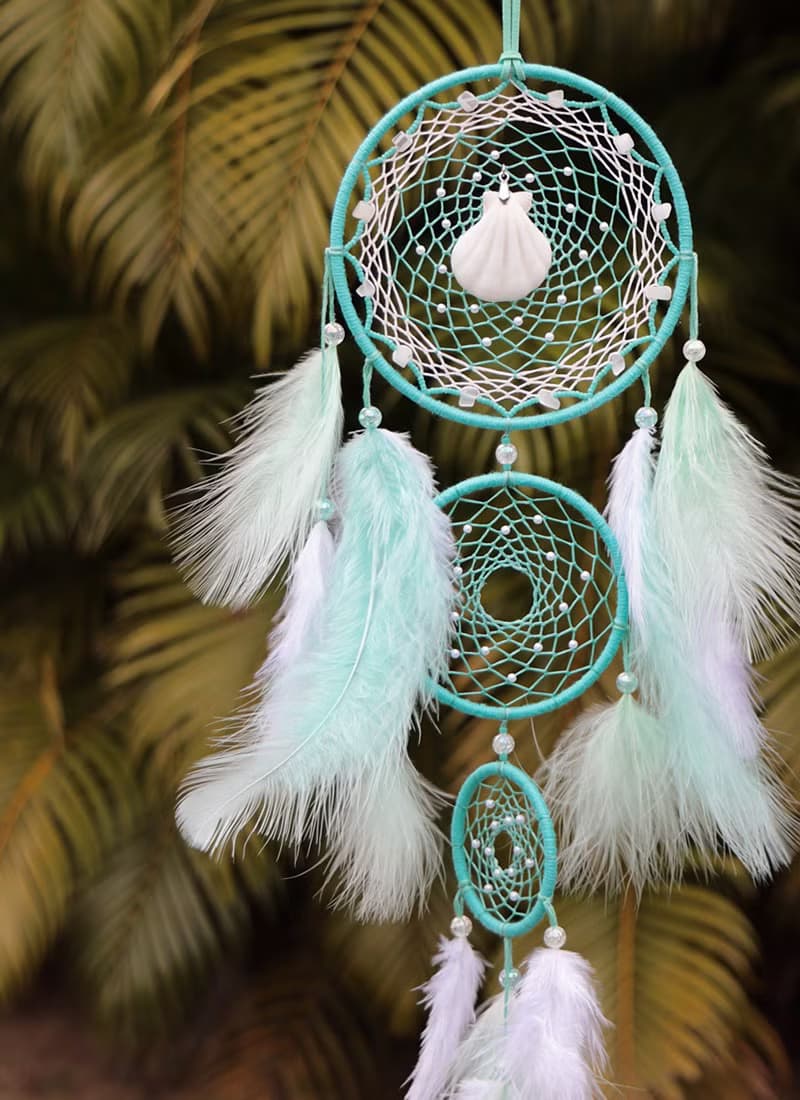 【限量】貝殼心願丨手工編織 捕夢網 Dreamcatcher 掛飾-薄荷綠