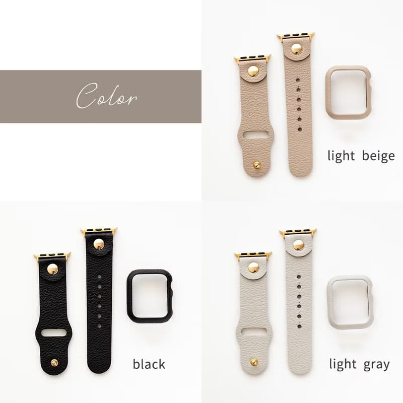 AppleWatch バンド ケース セット【 シュリンクレザー 】 本革 ニッケルフリー シンプル ベルト 時計 アップルウォッチ ギフト HW01K
