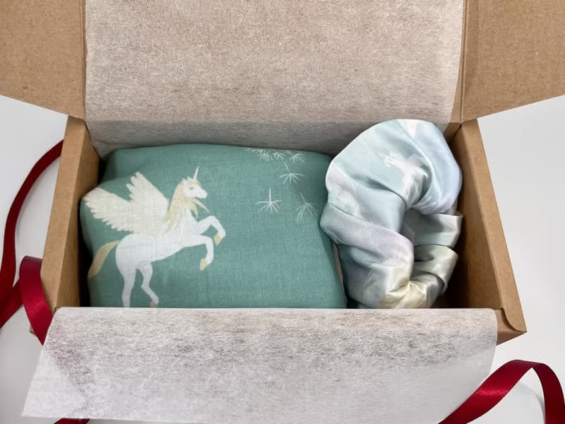 新年禮物 棉柔蒲公英獨角獸長絲巾和小甜甜圈髮圈禮盒