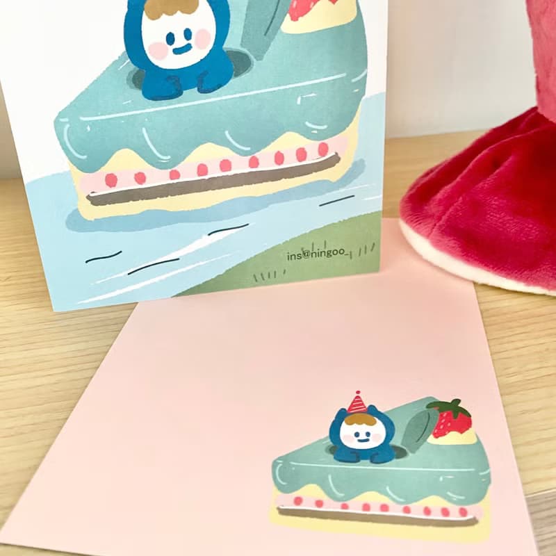 Nings 明信片-生日卡 小蛋糕