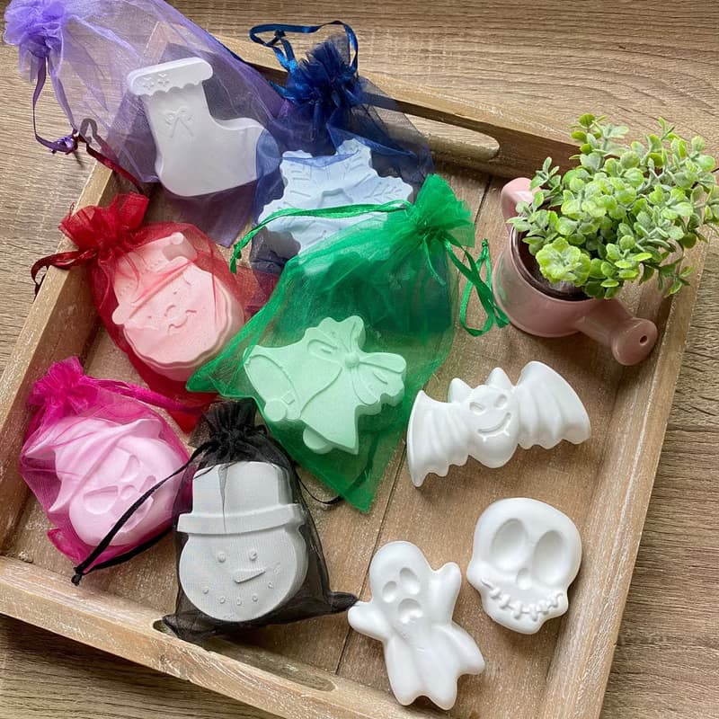 QIDINA 台灣手工聖誕版珪藻土防潮塊 4入