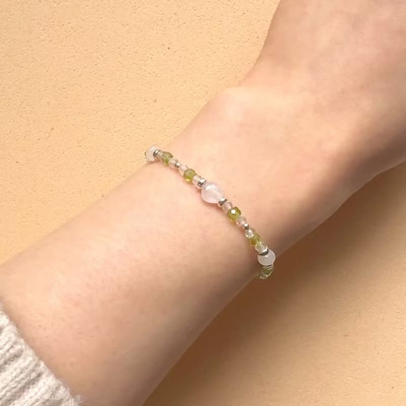 Found.Myth 八月的誕生石天然橄欖石 月光石 白水晶 925純銀手鍊