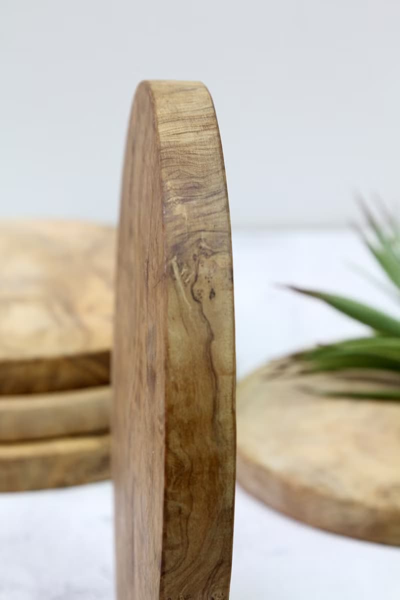 英國Naturally Med橄欖木一體成型20公分圓形砧板/餐板/展示板