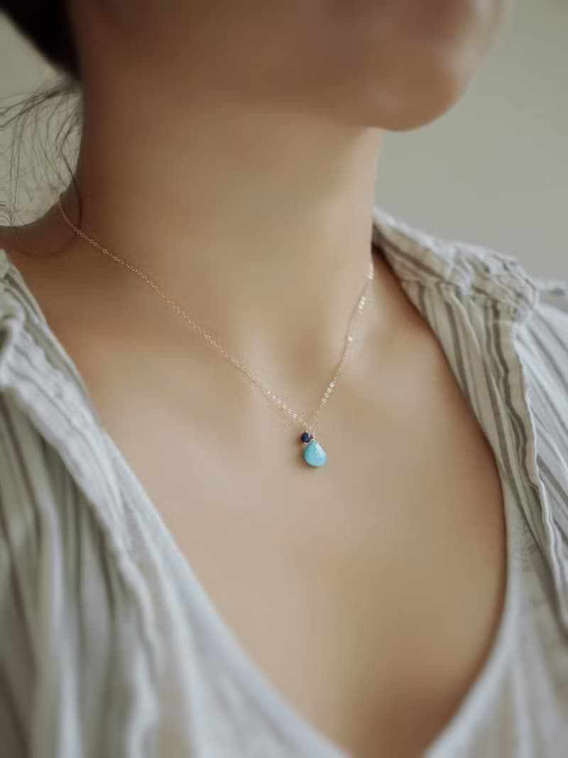 SV925/14KGF AAA睡美人綠松石青金石項鍊 亞利桑那