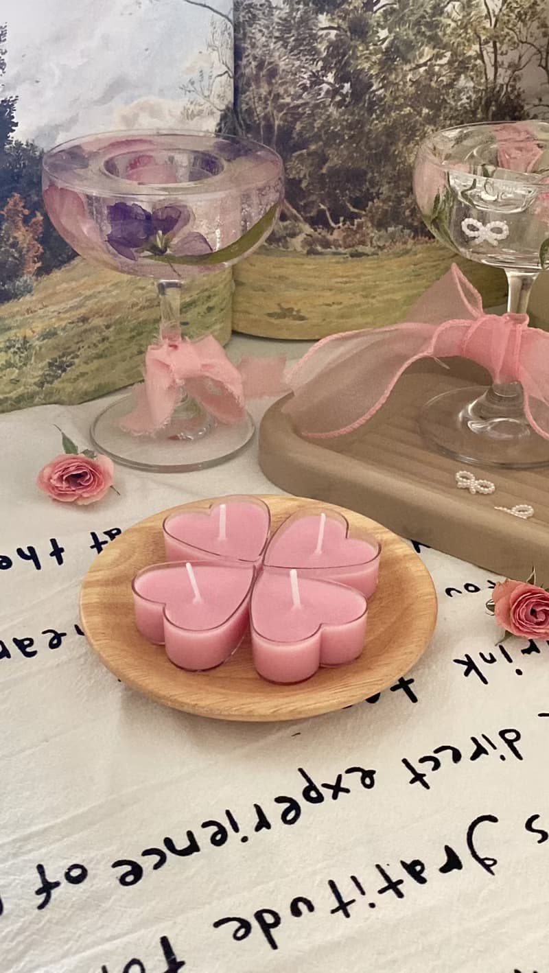 【燭台】花瓣燭台 贈送4顆小茶蠟 乾燥花果凍蠟燭台