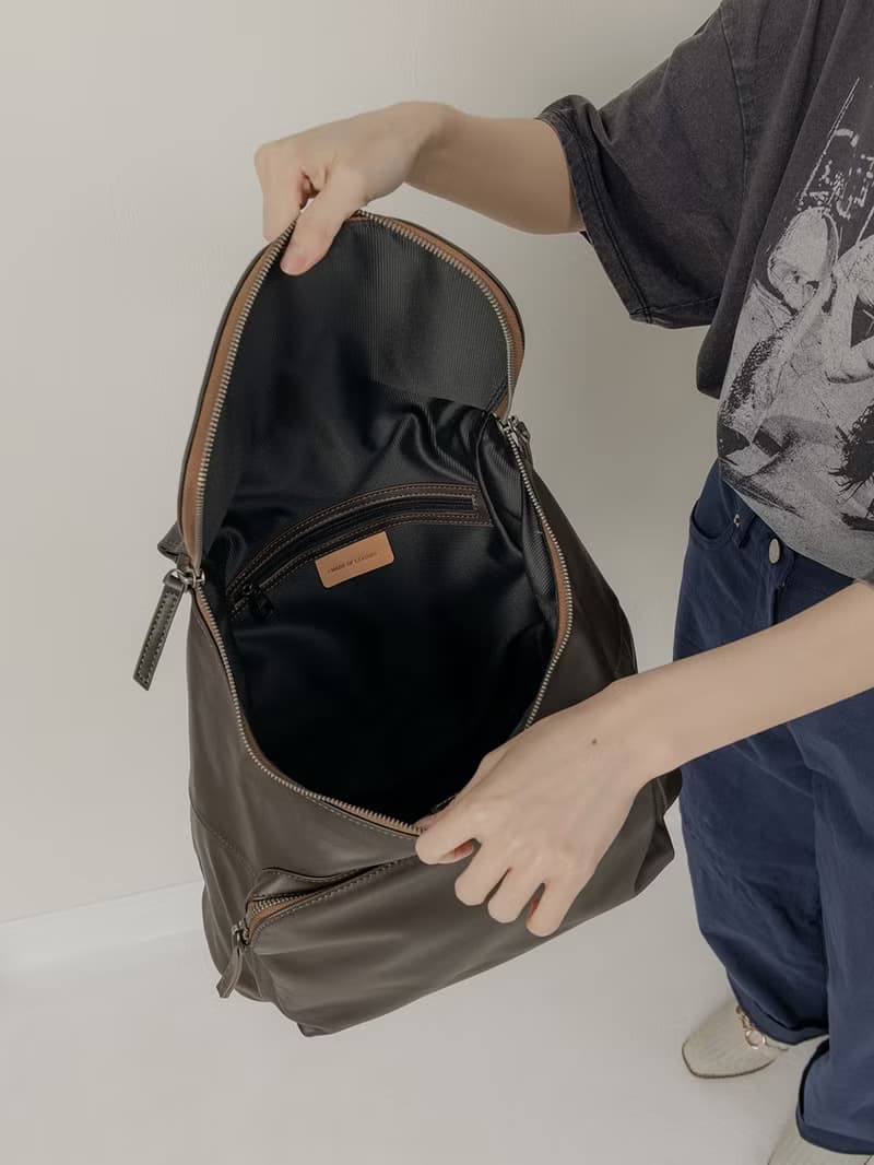 supportingrole 真皮簡約休閒都會後背包  橄欖咖啡