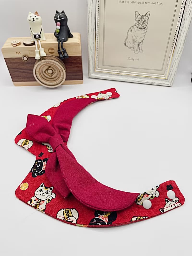 【招財貓】寵物圍兜 寵物項圈領巾圍兜 貓狗領巾