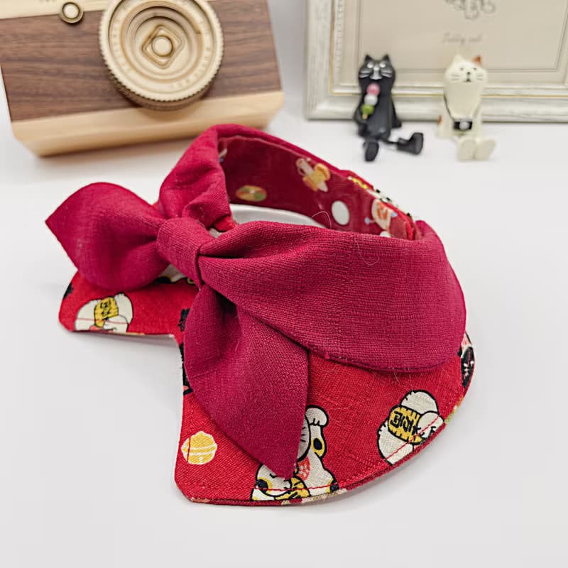 【招財貓】寵物圍兜 寵物項圈領巾圍兜 貓狗領巾