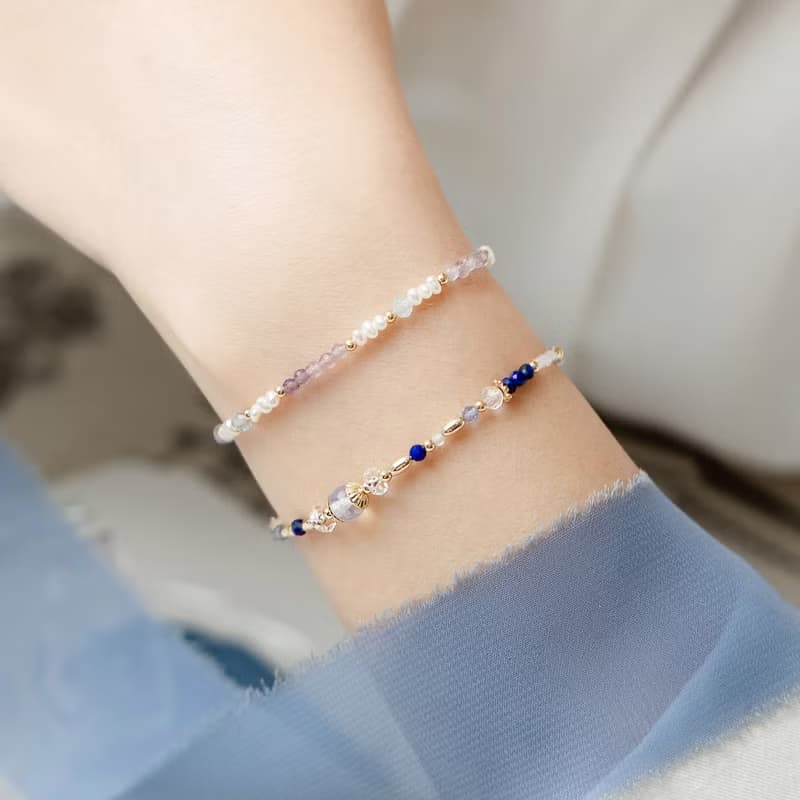 正能量 x 蛋白石 白水晶 青金石 托帕石 水晶【滿天星花語】手鍊