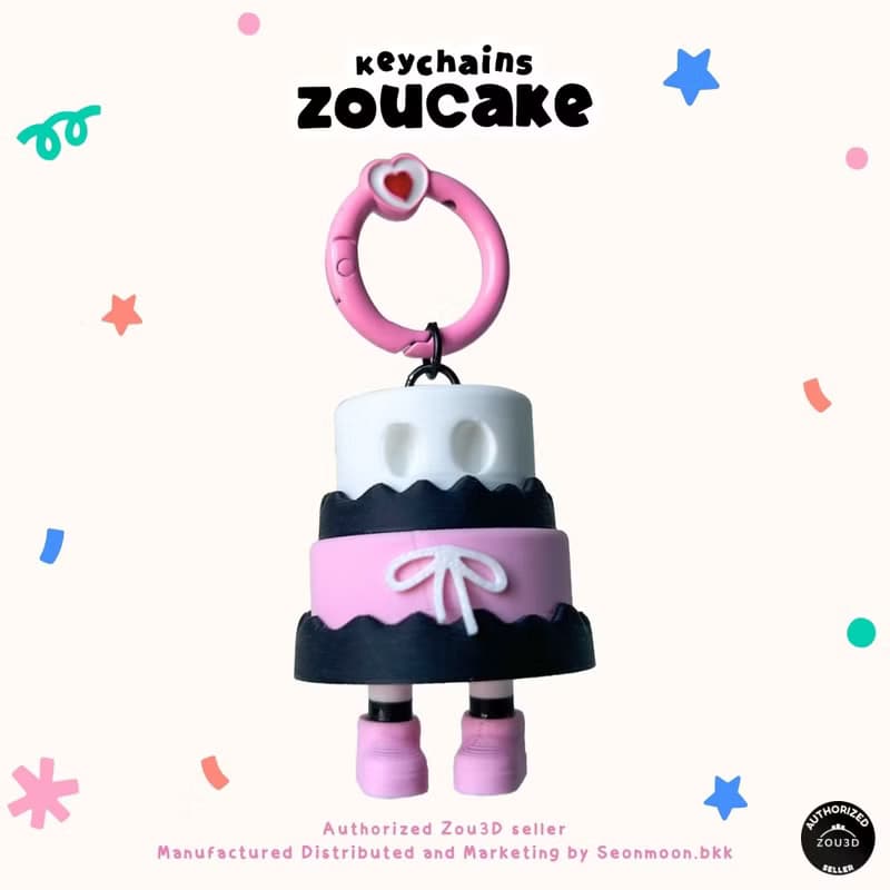 Zou Cake Keychains - Bow/Black-pink