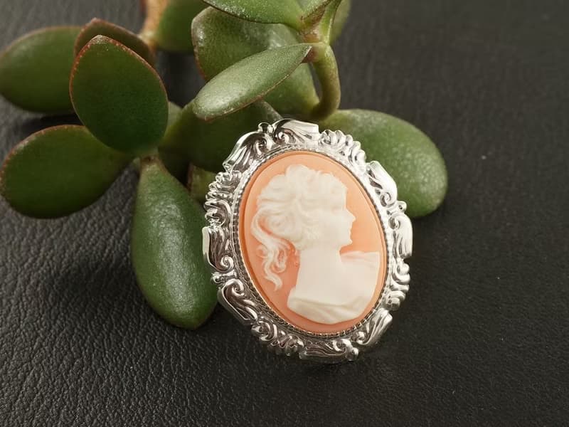 White Pink Lady Girl Cameo Large Oval Silver Adjustable Ring Woman Jewelry Gift