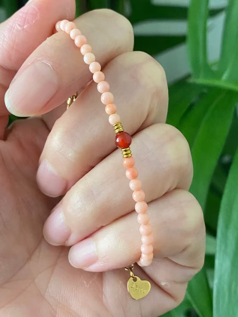 粉珊瑚紅瑪瑙手錬