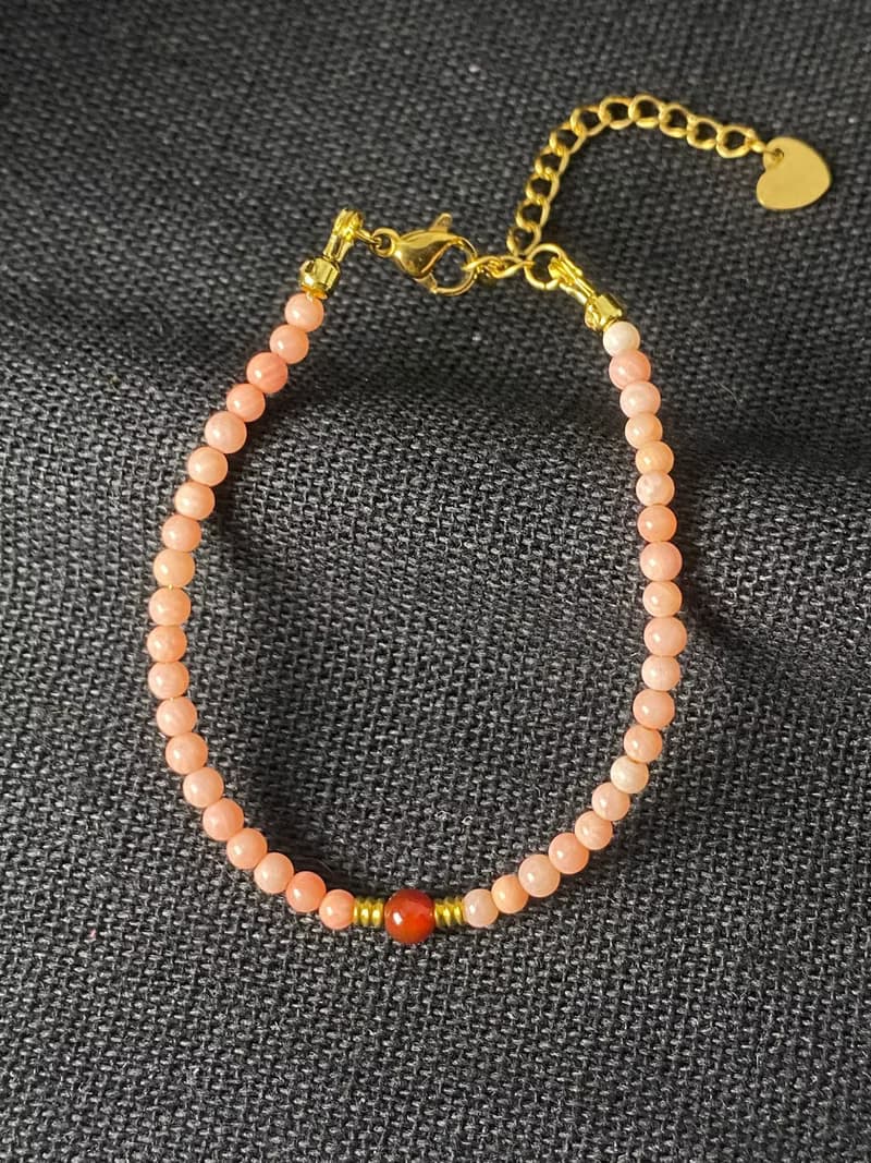 粉珊瑚紅瑪瑙手錬