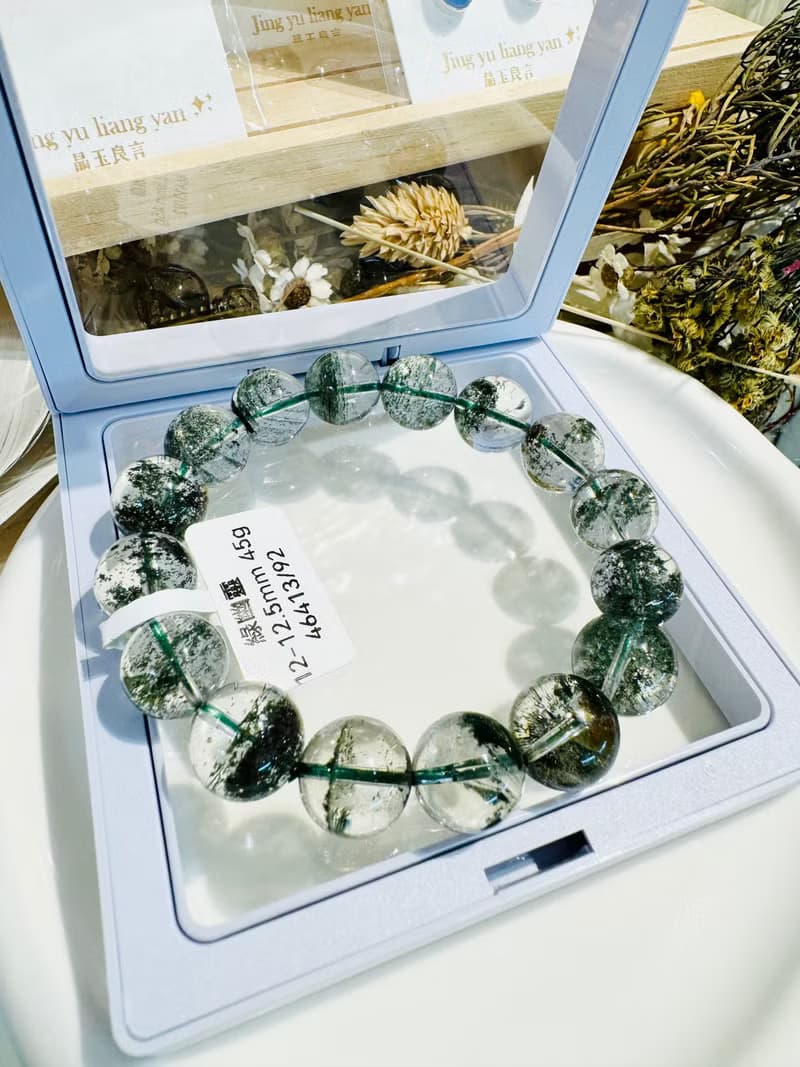 玻璃體多礦招財綠幽靈水晶12-12.5cm45g正財事業貴人緣生意緣