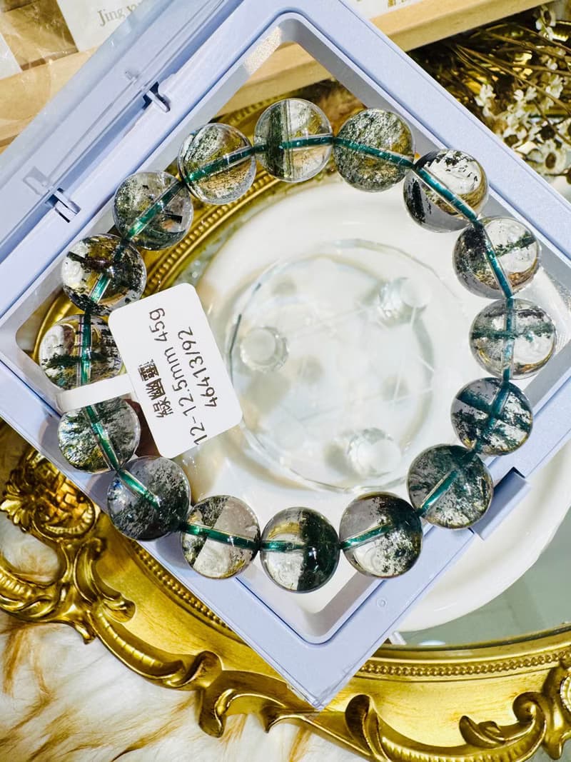 玻璃體多礦招財綠幽靈水晶12-12.5cm45g正財事業貴人緣生意緣