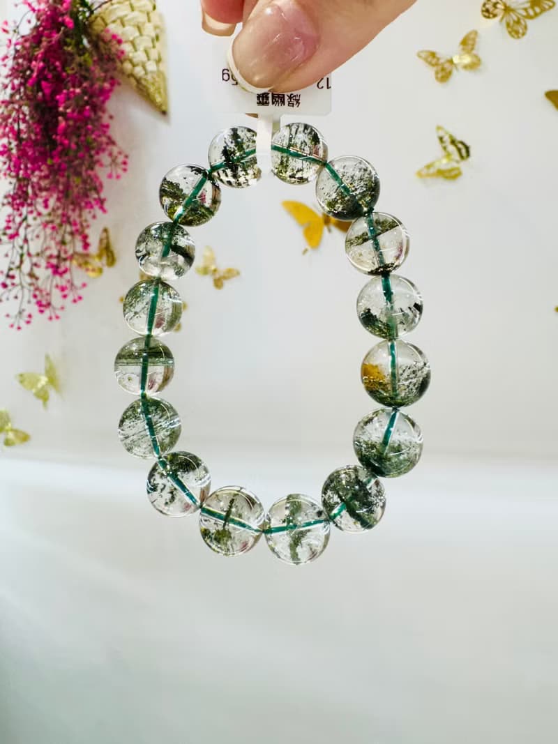 玻璃體多礦招財綠幽靈水晶12-12.5cm45g正財事業貴人緣生意緣