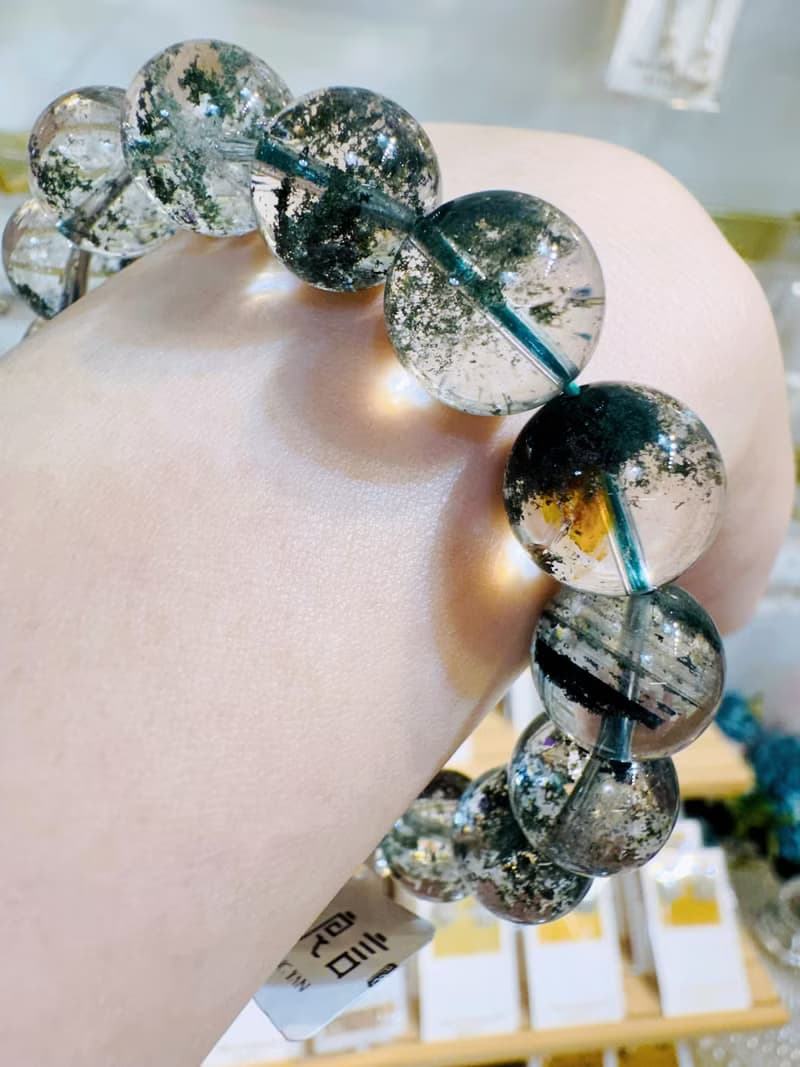 玻璃體多礦招財綠幽靈水晶12-12.5cm45g正財事業貴人緣生意緣