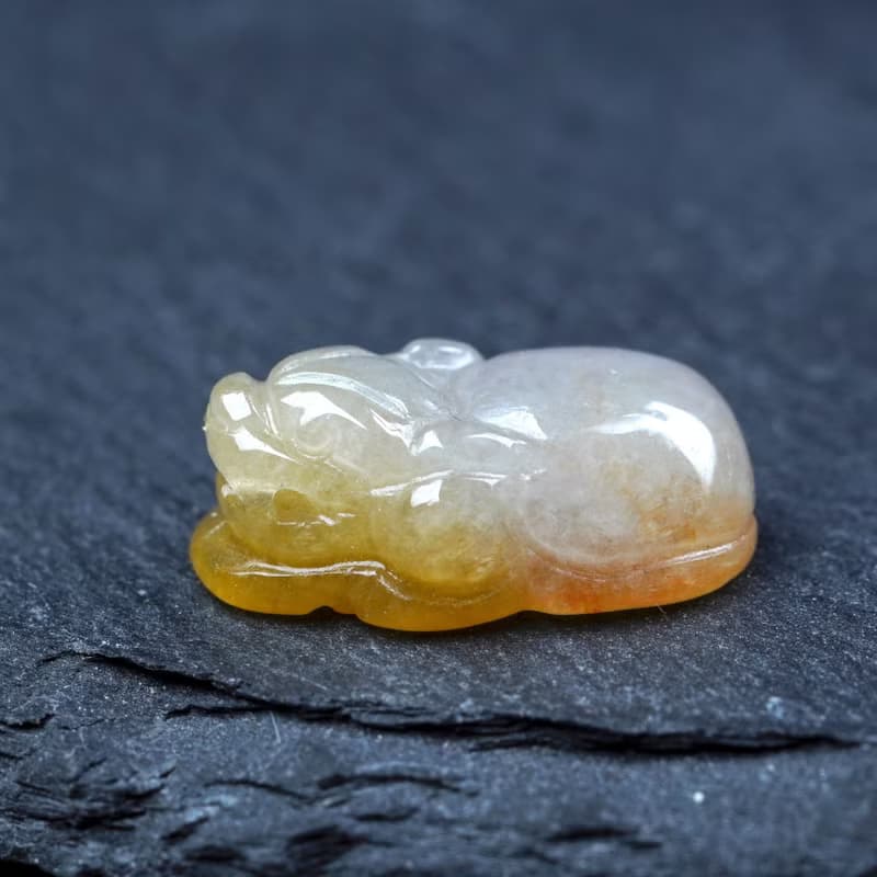 【招財神獸】飄黃翡翡翠貔貅戒面 | 天然緬甸玉翡翠A貨 | 送禮