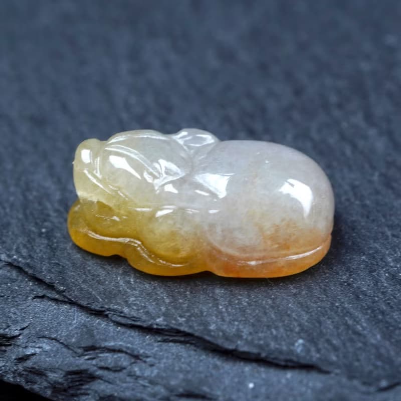 【招財神獸】飄黃翡翡翠貔貅戒面 | 天然緬甸玉翡翠A貨 | 送禮