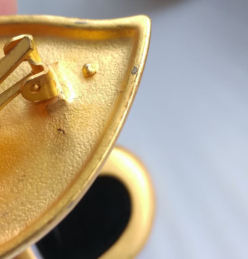 Vintage Jewelry 西洋古董飾品 啞光 黑心 愛心 大耳環 夾式耳環
