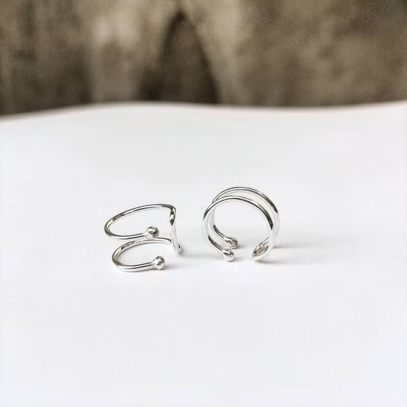 │簡約│雙圈純銀耳夾 • 耳骨夾 • 設計師原創