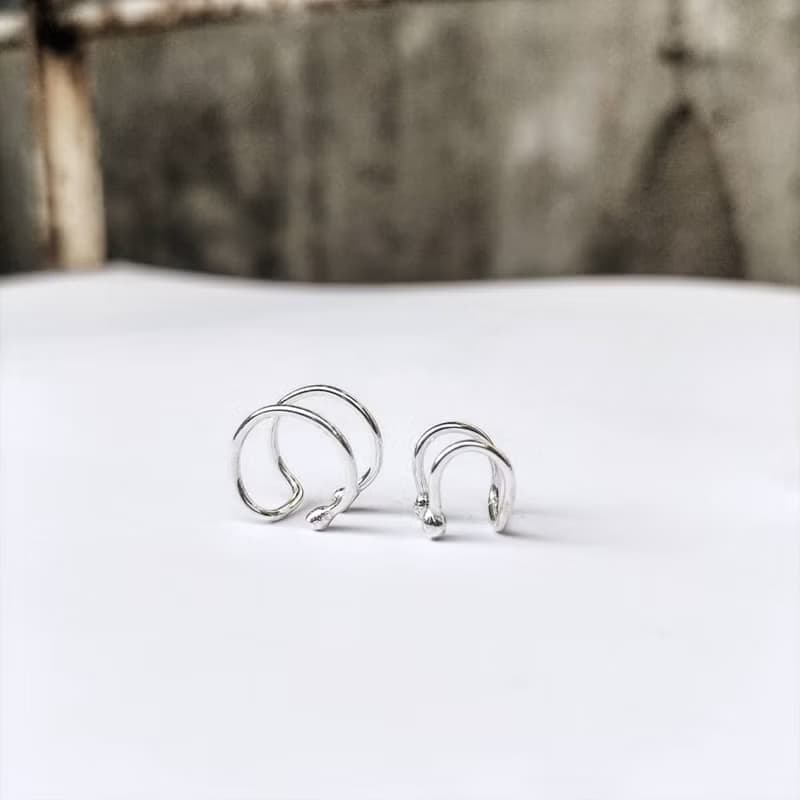 │簡約│雙圈純銀耳夾 • 耳骨夾 • 設計師原創