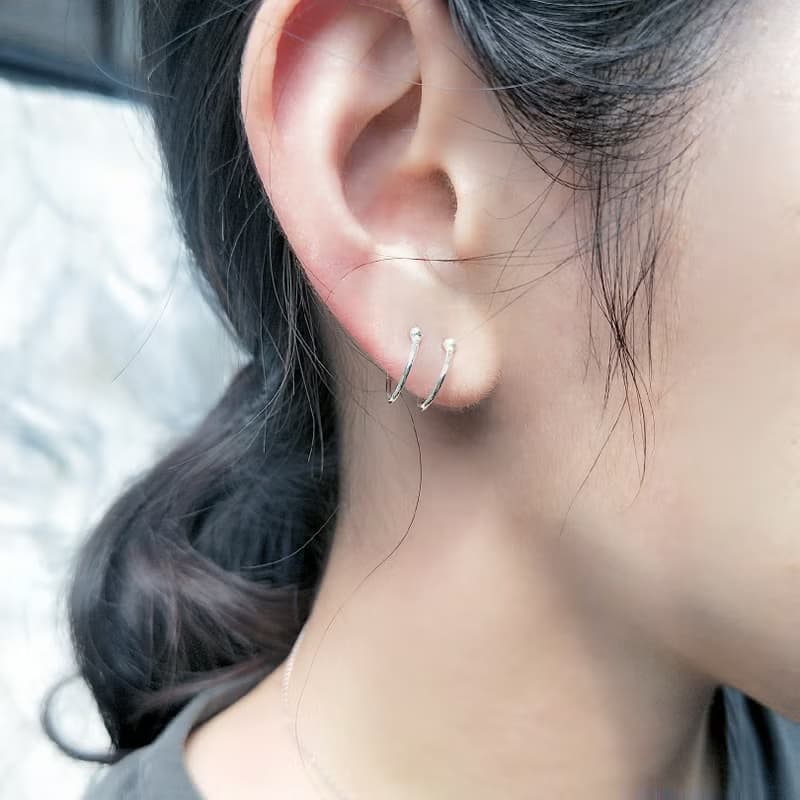 │簡約│雙圈純銀耳夾 • 耳骨夾 • 設計師原創
