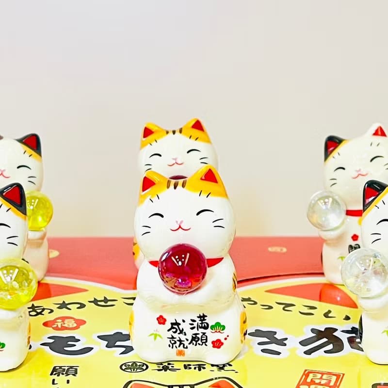 瀨戶燒-彩玉多福招財貓組5cm_3入一組-金運・滿願・招福