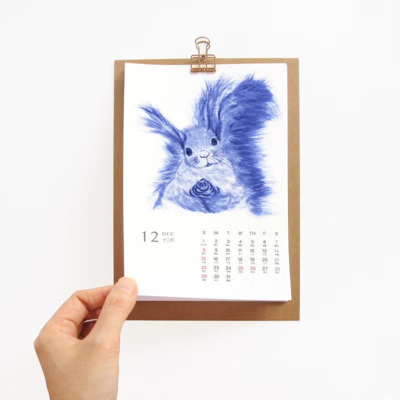 好奇寶寶  2025年桌曆 青花系列動物畫 年曆 掛曆 聖誕新年禮物