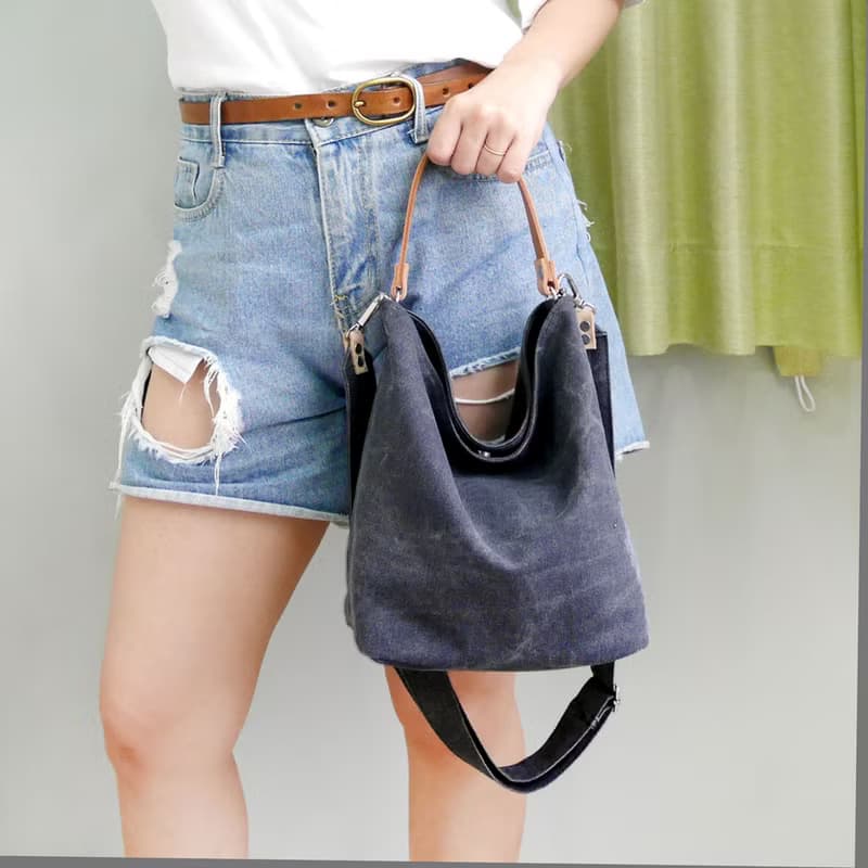 質感帆布 MINI水桶包 Mini bucket bag #39 水洗牛仔藍