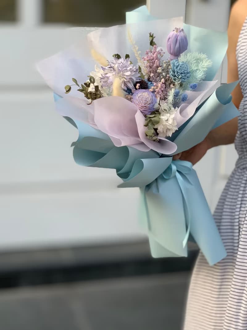 藍紫系 乾燥花永生花束 告白花束 生日禮物 情人花束 畢業花束