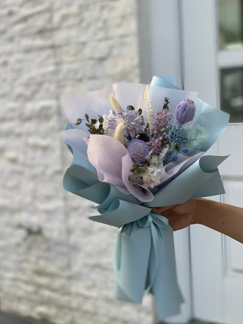 藍紫系 乾燥花永生花束 告白花束 生日禮物 情人花束 畢業花束