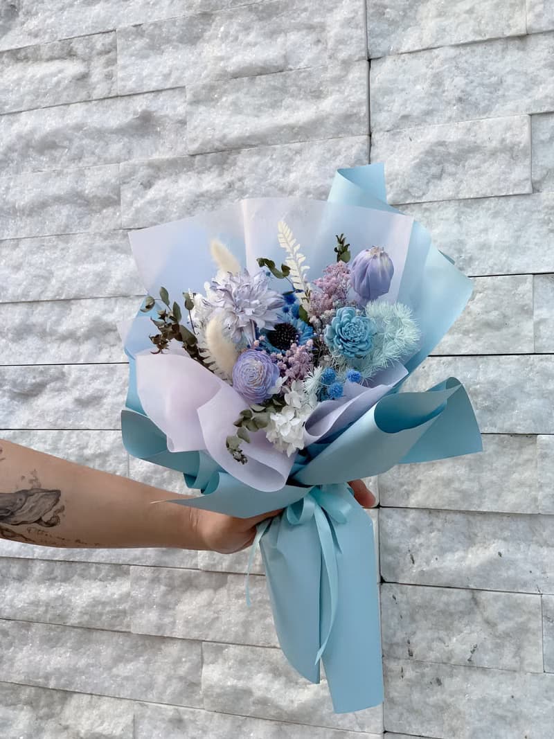 藍紫系 乾燥花永生花束 告白花束 生日禮物 情人花束 畢業花束