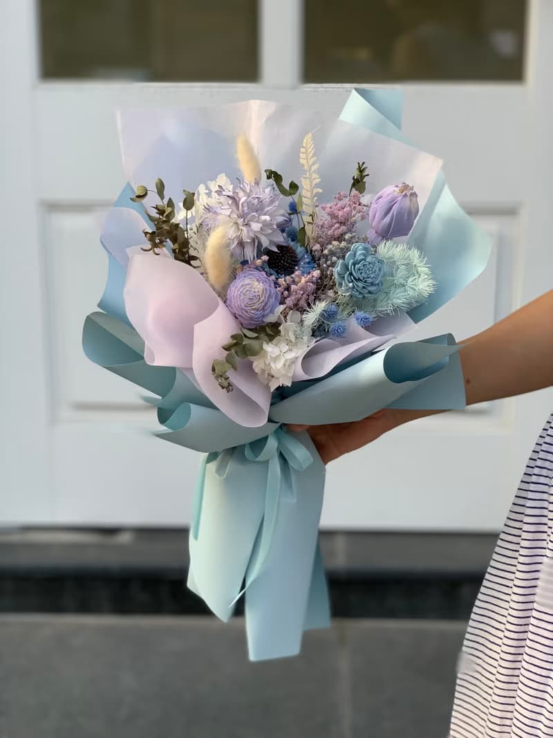 藍紫系 乾燥花永生花束 告白花束 生日禮物 情人花束 畢業花束