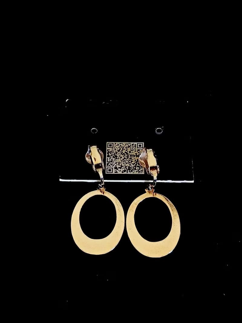 vintage jewelry  金色環形垂墜 夾式耳環