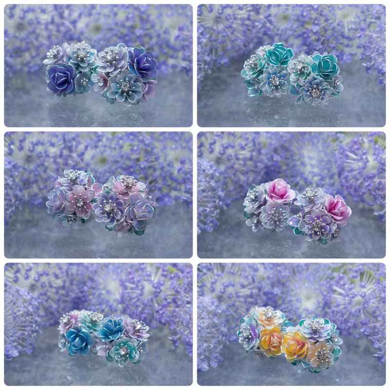 春爛漫の花畑耳飾り数量限定.  緑