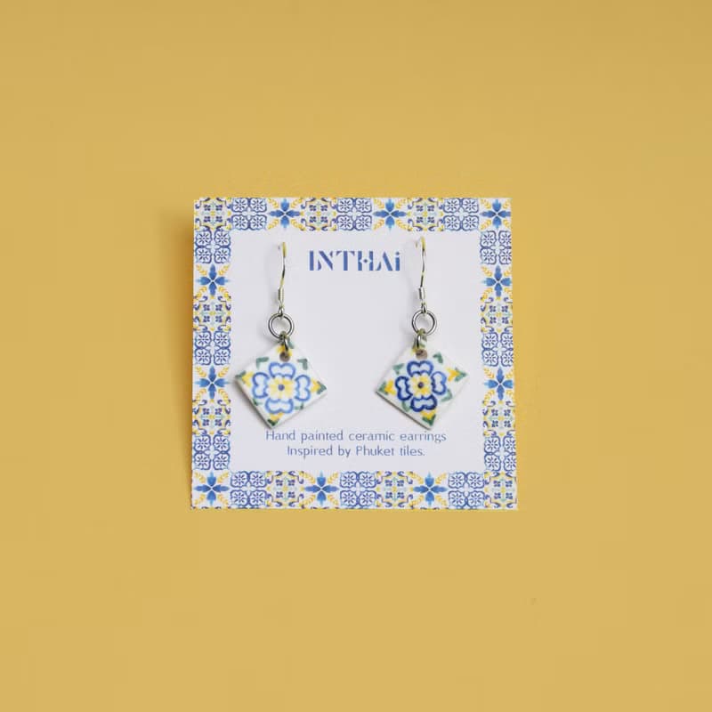 Ceramic earrings Phuket tiles 01
