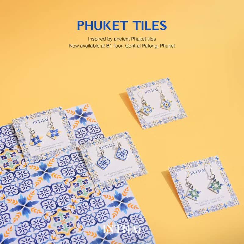 Ceramic earrings Phuket tiles 01