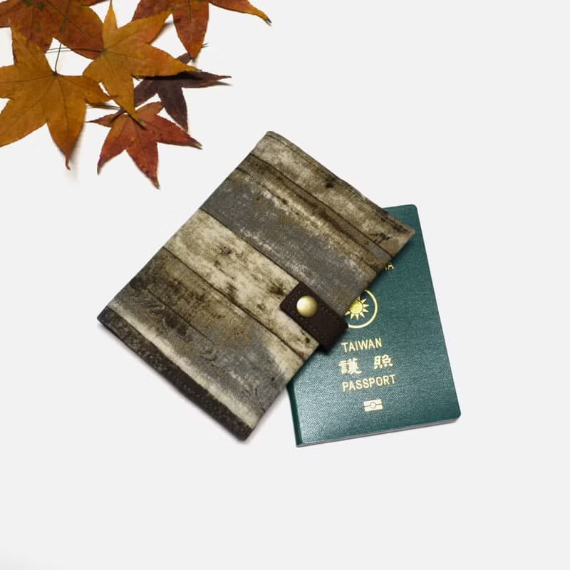 復古木板紋護照套 帆布 手作