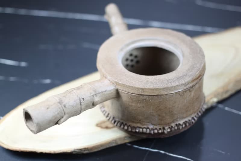 【送禮好物】竹節仿生側把壺 純手捏壺 陶作家葉佳佩手作 300ml