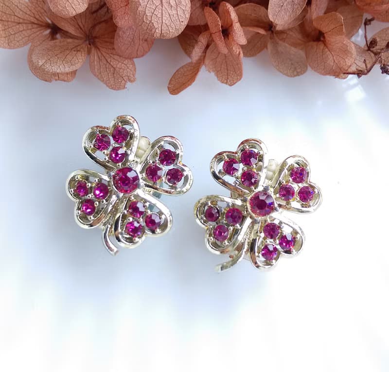 Vintage Jewelry 西洋古董飾品 SARAH COV Pink Ice 夾式耳環