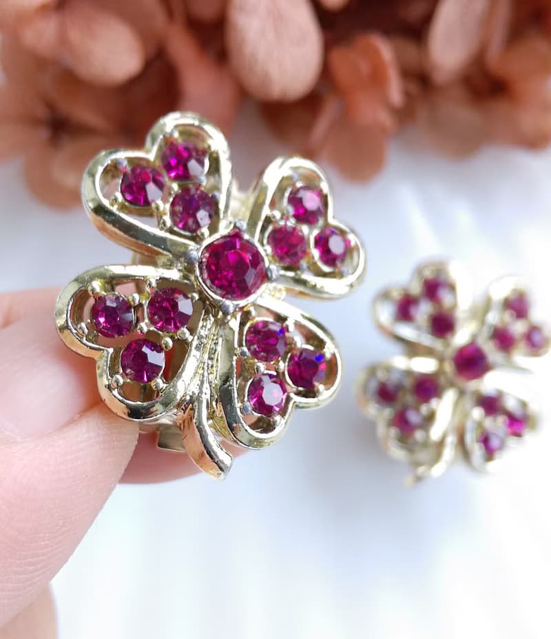 Vintage Jewelry 西洋古董飾品 SARAH COV Pink Ice 夾式耳環