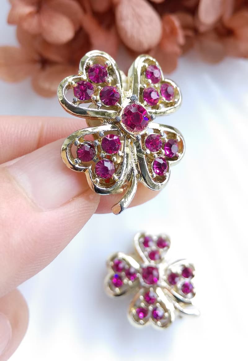 Vintage Jewelry 西洋古董飾品 SARAH COV Pink Ice 夾式耳環