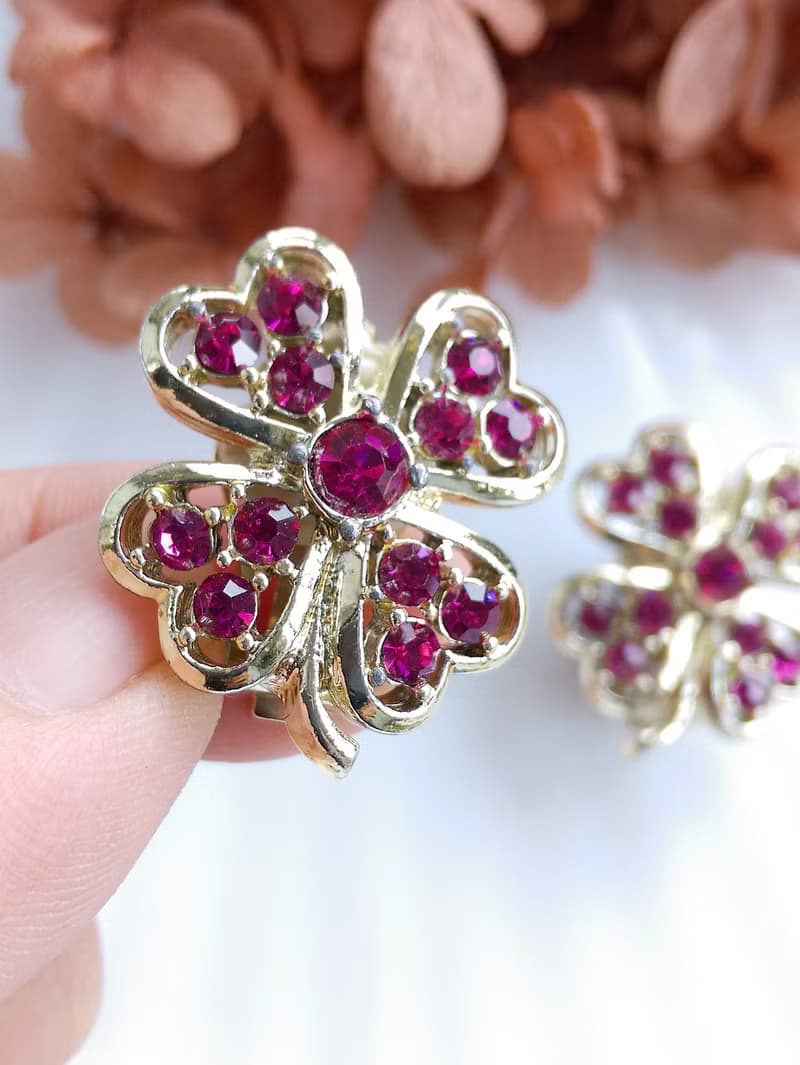 Vintage Jewelry 西洋古董飾品 SARAH COV Pink Ice 夾式耳環
