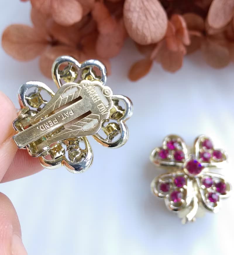 Vintage Jewelry 西洋古董飾品 SARAH COV Pink Ice 夾式耳環